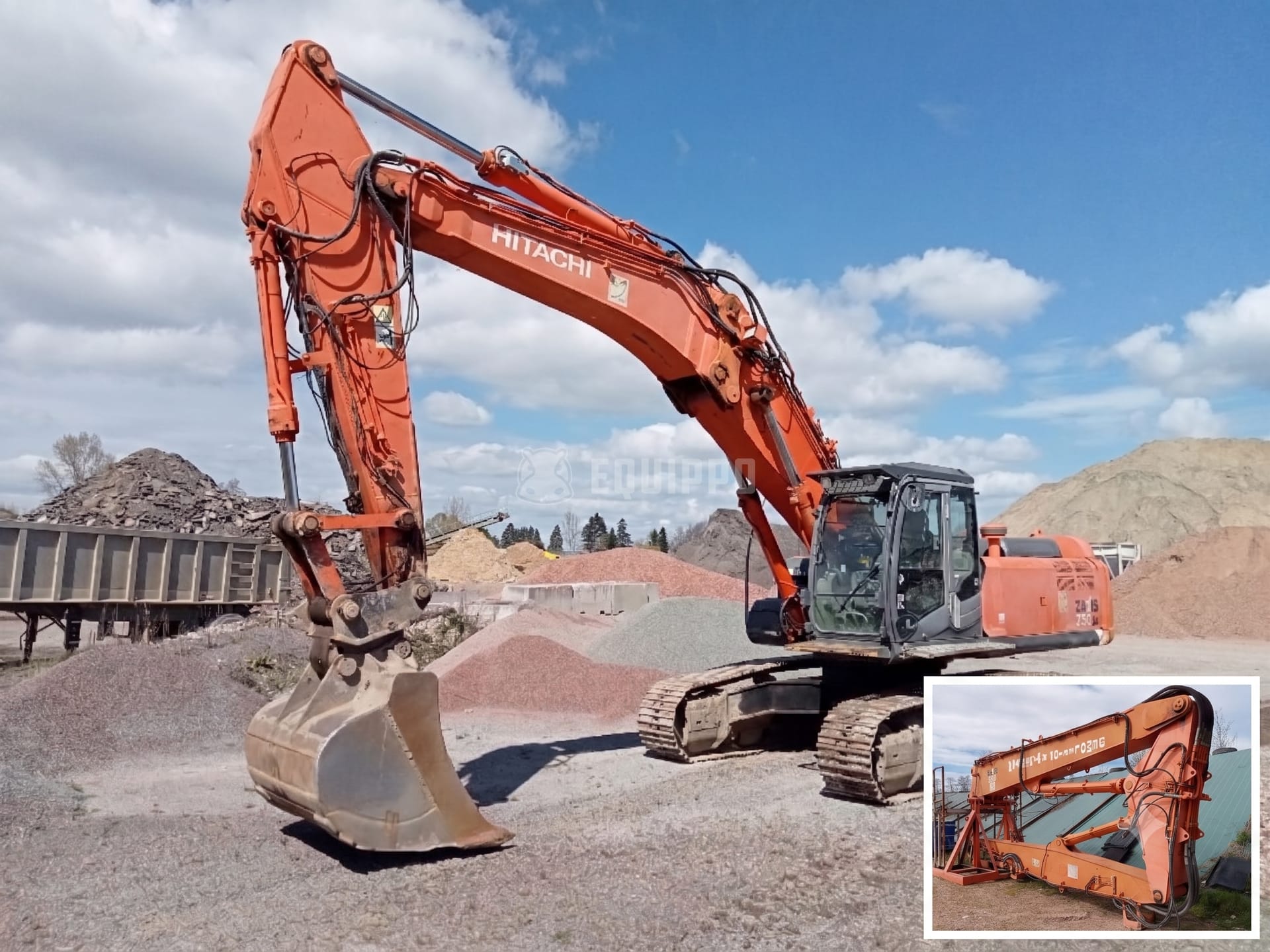 Hitachi ZX350LC-3 with standard earth boom and long-front boom - - Used Demolition Excavator